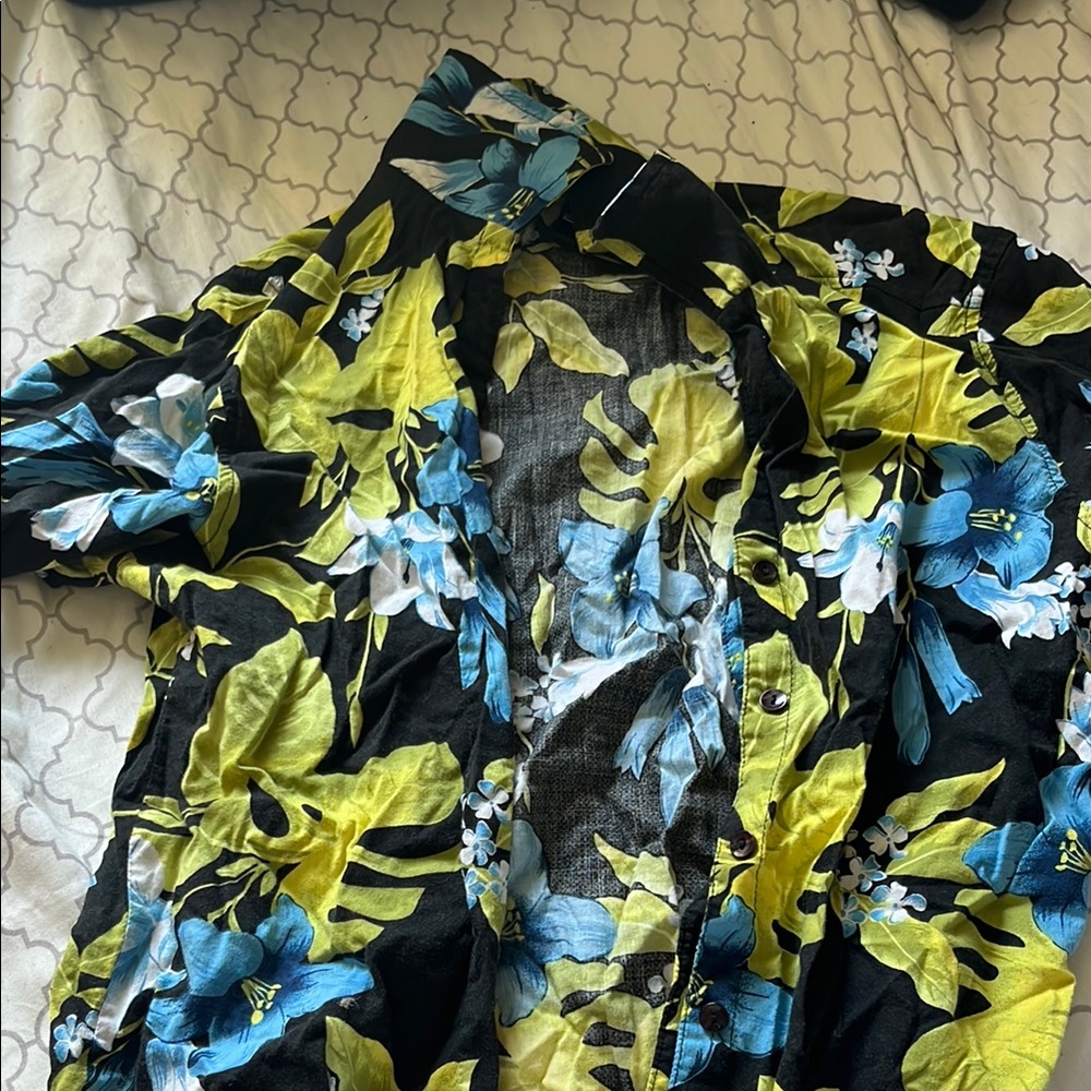 Floral Black and Blue Men's Shirt